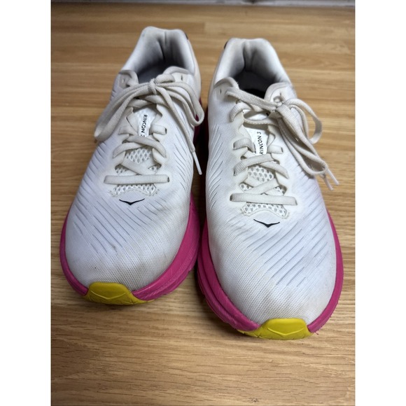 Hoka One One Rincon 3 Women's Size 8.5 B Running Sneakers White And Pink - Picture 2 of 6